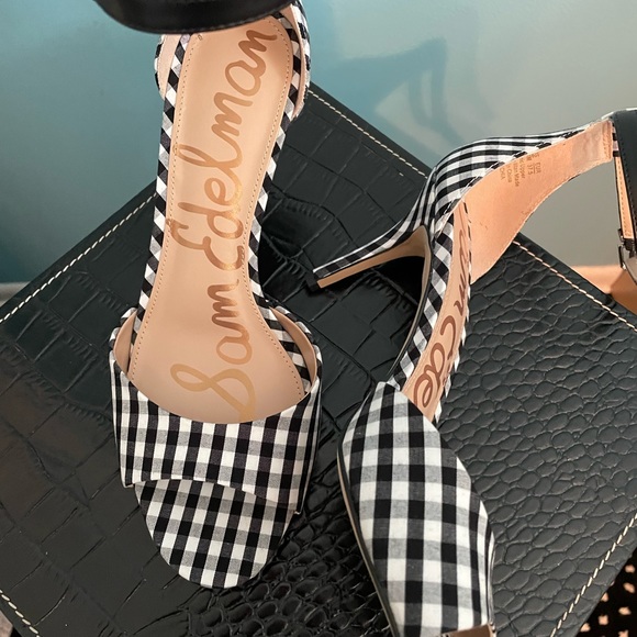 NEW Sam Edelman Gingham open toe heels - Picture 3 of 4